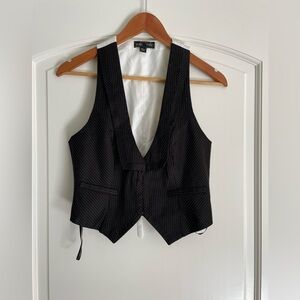 Rampage Black Pinstripe Vest - Women's Tailored Waistcoat